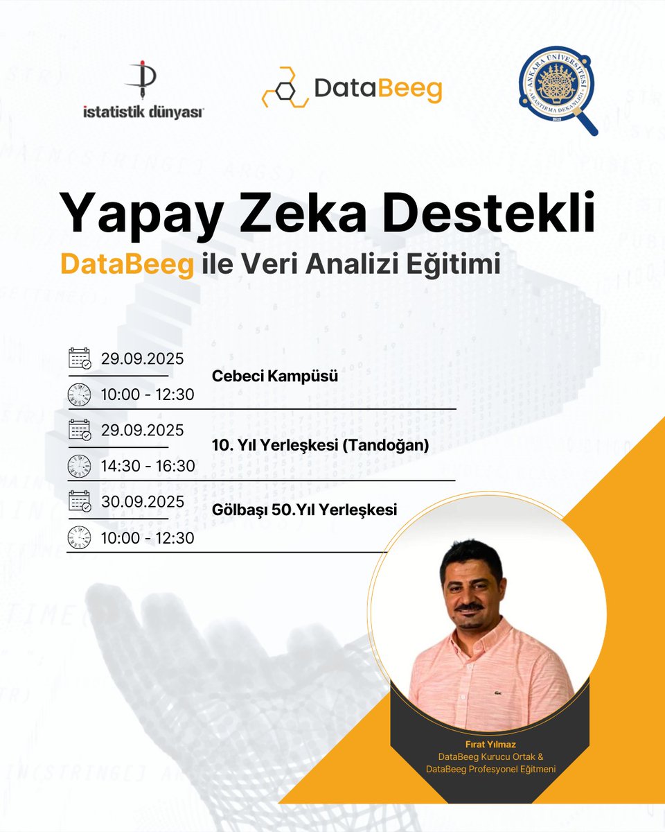 databeeg's tweet photo. Online DataBeeg ile Yapay Zeka Destekli Veri Analizi Eğitimi için Ankara Üniversitesi'ne Konuk Oluyoruz!

#AnkaraÜniversitesi #AraştırmaDekanlığı #DataBeeg #YapayZeka #VeriAnalizi #VeriÇözümleme #İstatistik #Tez https://t.co/CV7l68obmX