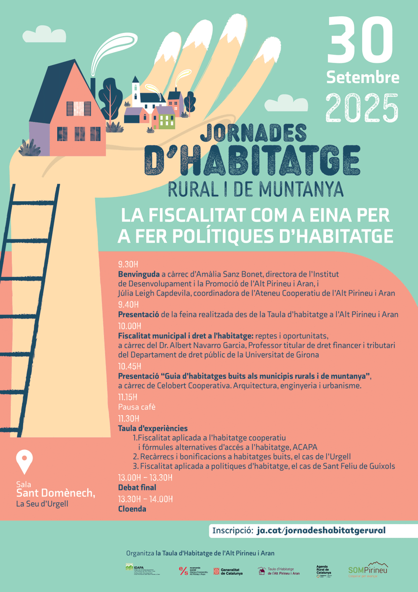2a Jornada d’Habitatge de l’Alt Pirineu i Aran 🏡 Des d’IDAPA i la Taula d’habitatge de l’Alt Pirineu i Aran us convidem a una cita clau per al futur de l’habitatge al nostre territori.