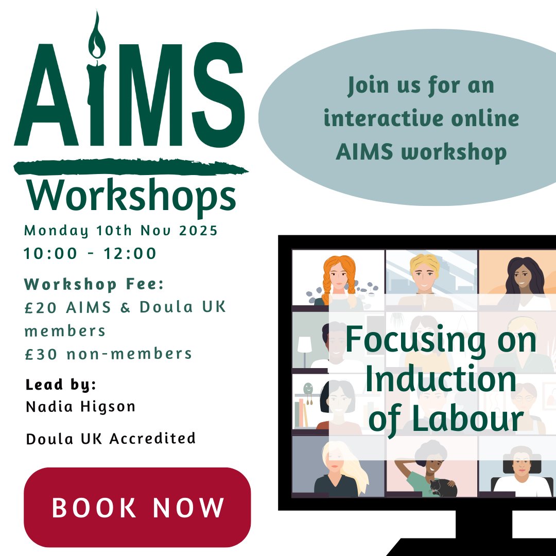 Join us for an online AIMS workshop "Focusing on Induction of Labour" on Mon 10th Nov 10 - 12 tickettailor.com/events/aims/18…
Two-hour discussion covering: Current induction issues; Recent statistics, guidelines and research; 
and making informed decisions about induction.
#BetterBirth