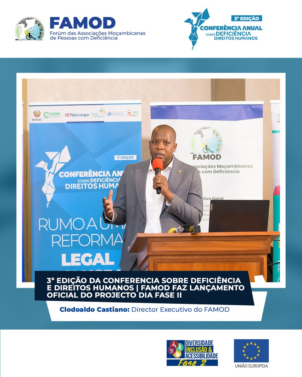 FAMOD (@famodmoz) on Twitter photo FAMOD apresenta publicamente o Projecto Diversidade, Inclusao e Acessibilidade (DIA FASE II)
<a href="/EUinMoz/">European Union in Mozambique</a> 
#DIA_FASEII
#DisabilityRights
#HumanRights
#LeiInclusivaJá
#CADDH_3ed
#CADIR
#NadaParaNósSemNós
#FAMODmoz FAMOD apresenta publicamente o Projecto Diversidade, Inclusao e Acessibilidade (DIA FASE II)
<a href="/EUinMoz/">European Union in Mozambique</a> 
#DIA_FASEII
#DisabilityRights
#HumanRights
#LeiInclusivaJá
#CADDH_3ed
#CADIR
#NadaParaNósSemNós
#FAMODmoz
