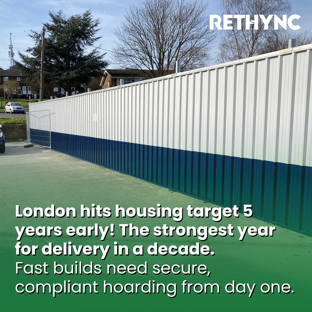 RethyncLtd's tweet image. London speeds ahead. 🏗 

8,000 new homes started five years early, including nearly 6,700 affordable ones, driven by the Mayor’s Land Fund.

As housing delivery presses on, Rethync stands ready with secure, compliant hoarding.

Source: tinyurl.com/ywjx4kpu

#Rethync