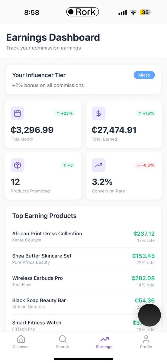 oniicode's tweet image. Idea prompt:
“A platform for influencers with following to see list of products they can advertise to their fans and get paid commissions for each sale they influence . This is for the African market (Ghana, Nigeria). No authentication required. Charge in cedis, Naira and USD”