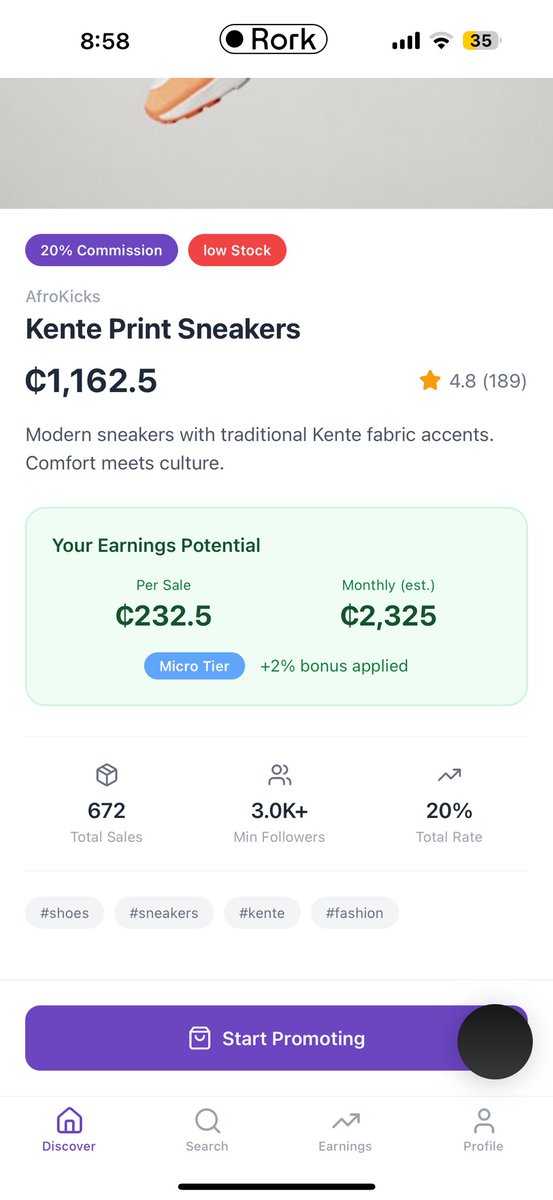 oniicode's tweet image. Idea prompt:
“A platform for influencers with following to see list of products they can advertise to their fans and get paid commissions for each sale they influence . This is for the African market (Ghana, Nigeria). No authentication required. Charge in cedis, Naira and USD”