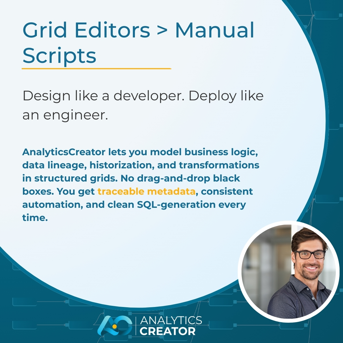 AnalyticsCreato's tweet image. Design like a developer. Deploy like an engineer.
Get traceable metadata, consistent automation, and clean SQL-generation every time.
#DWHAutomation #DataModeling #AnalyticsCreator #MetadataDriven