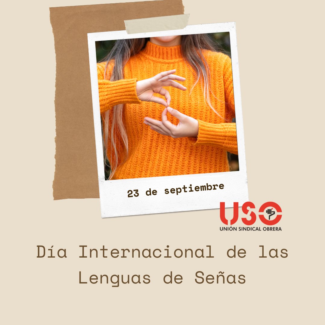 Hoy, #DíaInternacionalDeLasLenguasDeSeñas, desde #USO exigimos garantizar el derecho a la comunicación sin barreras y la inclusión plena en todos los espacios. 
La inclusión no es un favor, es un derecho laboral y humano ✊🤟
