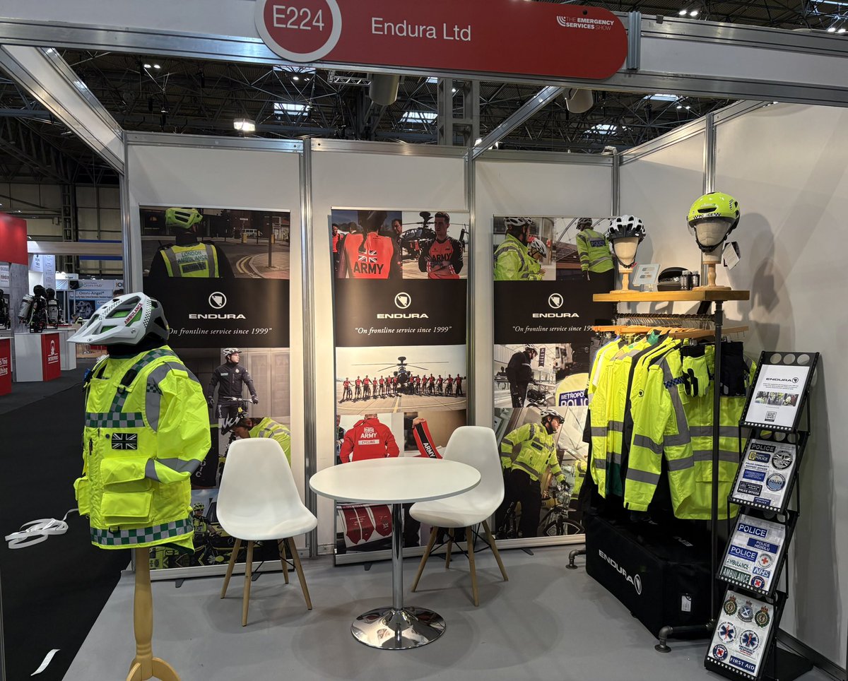 Day one at the Emergency services show in Birmingham come and see our new e-bike police helmets .