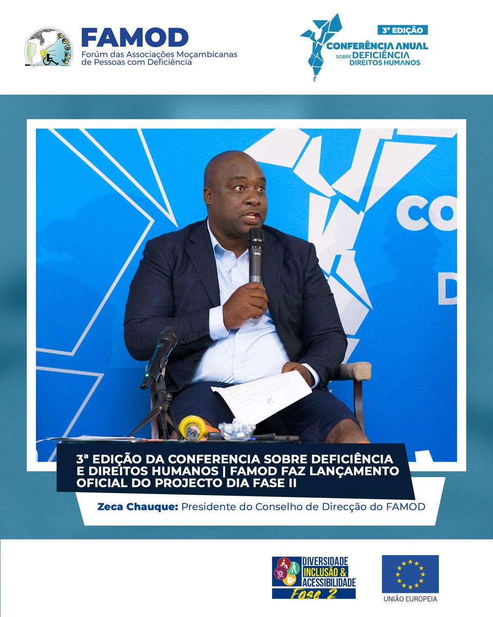 FAMOD (@famodmoz) on Twitter photo 3ª Edição da Conferencia sobre Deficiência e Direitos Humanos 
A aprovação de um regulamento para a Lei da Pessoa com Deficiência é fundamental para a efectivação dos direitos das pessoas com deficiência e para a remoção das desigualdades no acesso aos serviços básicos.
<a href="/EUinMoz/">European Union in Mozambique</a> 3ª Edição da Conferencia sobre Deficiência e Direitos Humanos 
A aprovação de um regulamento para a Lei da Pessoa com Deficiência é fundamental para a efectivação dos direitos das pessoas com deficiência e para a remoção das desigualdades no acesso aos serviços básicos.
<a href="/EUinMoz/">European Union in Mozambique</a>