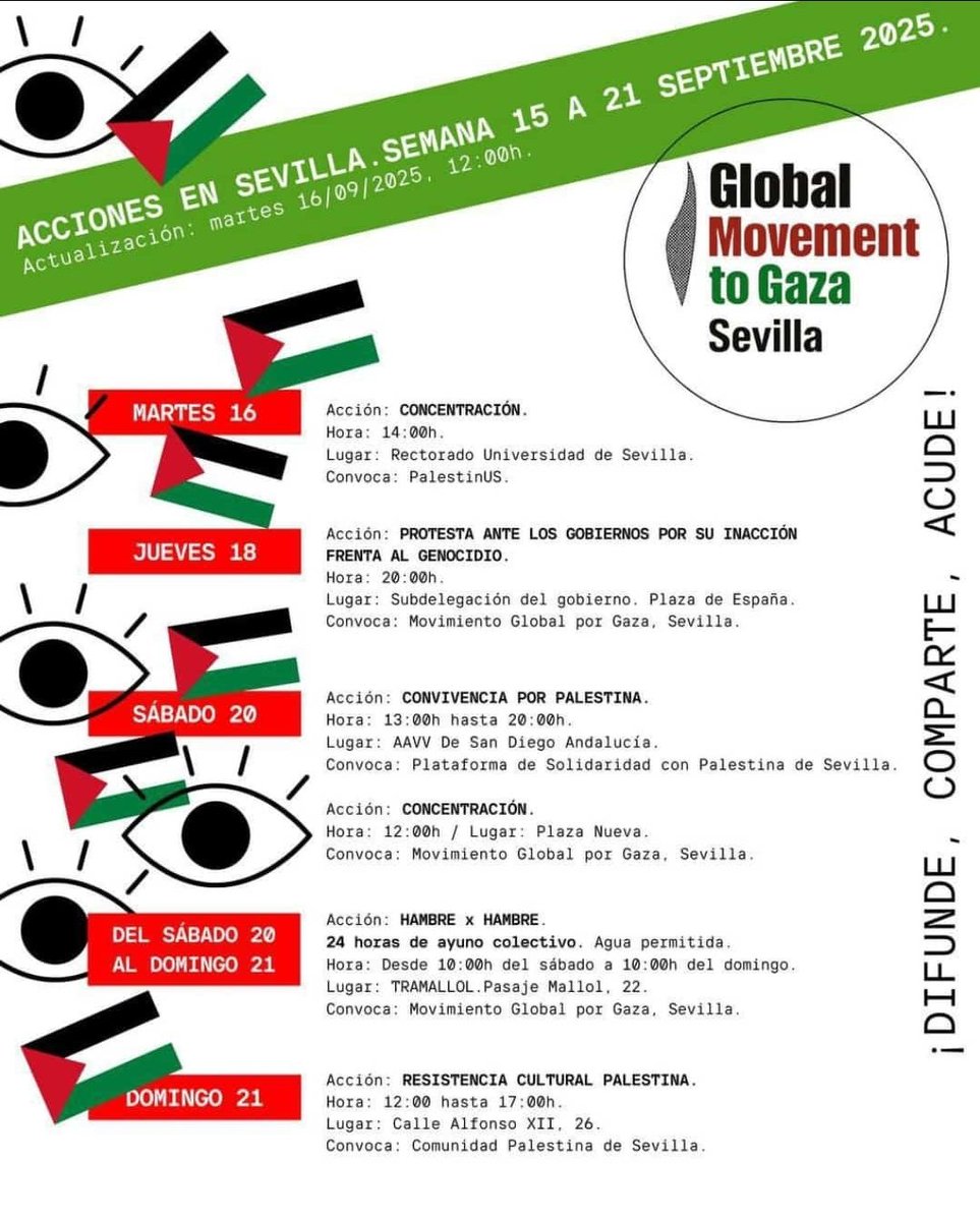 🇵🇸 #Sevilla con #Gaza #Palestina #Cisjordania #sevillahoy
