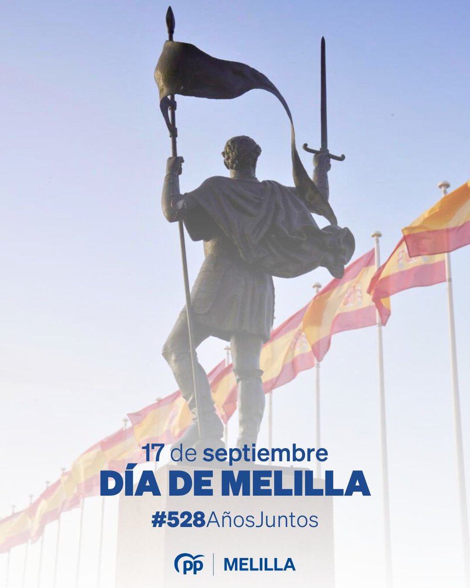 PPMelilla's tweet image. Feliz Día de #Melilla 2025
Orgullosos de nuestra ciudad y de pertenecer a la mejor nación del mundo: España.

💙 ¡Viva Melilla y viva España!
#528AñosJuntos