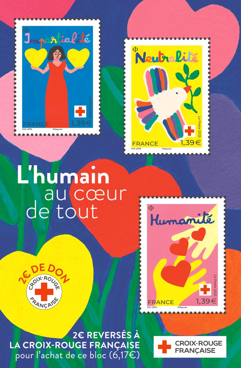 toutsurletimbre's tweet image. 🆕Le 27 octobre 2025, La Poste émet un bloc composé de 3 #timbres, qui mettent à l'honneur trois des sept principes de la Croix-Rouge : l’Humanité, l’Impartialité et la Neutralité.

@ffap @CroixRouge @CICR_fr @GroupeLaPoste #solidarité #solidaire #engagement #philatéli