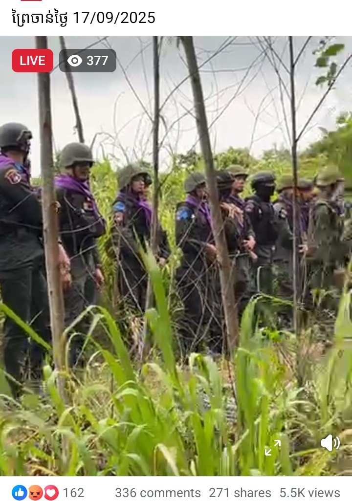 MechDara1's tweet photo. The screenshots from live video show many Thai Army at the confrontation area https://t.co/E20CMHTfeA
