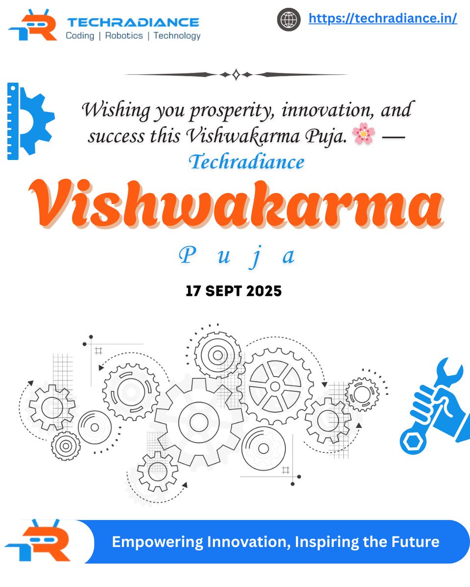 TechradianceT's tweet image. 🙏 Wishing you success, innovation, and prosperity this Vishwakarma Puja.
✨ From all of us at Techradiance.
.
.
.
#HappyVishwakarmaPuja #VishwakarmaPuja2025 #Techradiance #FestivalOfCreation #InnovationWithFaith #BlessingsOfVishwakarma #ProsperityAndSuccess #DivineArchitect