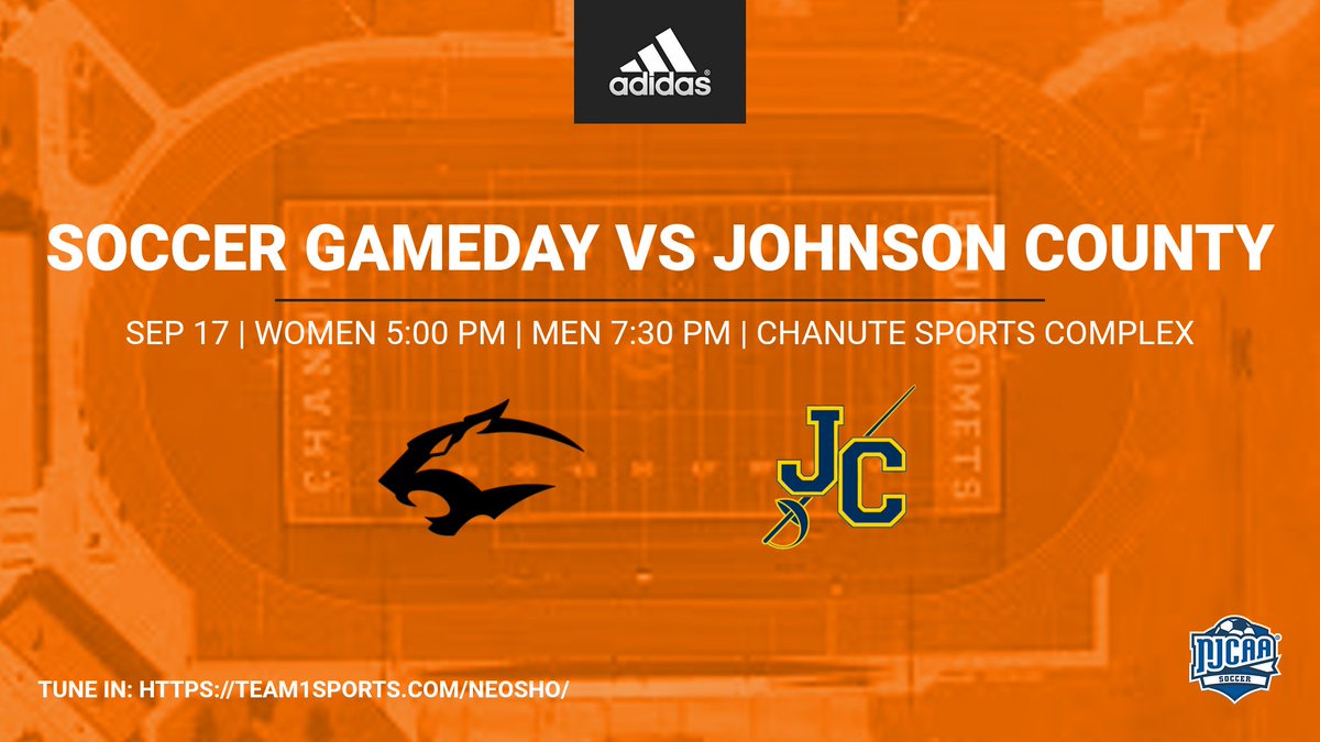 ⚽️ It’s game day in Chanute!
Neosho Soccer hosts Johnson County tonight.

🖤 Women’s | 5:00 PM
🧡 Men’s | 7:30 PM

Come out and cheer on your Panthers! 🐾

#GoNeosho #PantherPride #NeoshoSoccer #CollegeSoccer #PantherNation