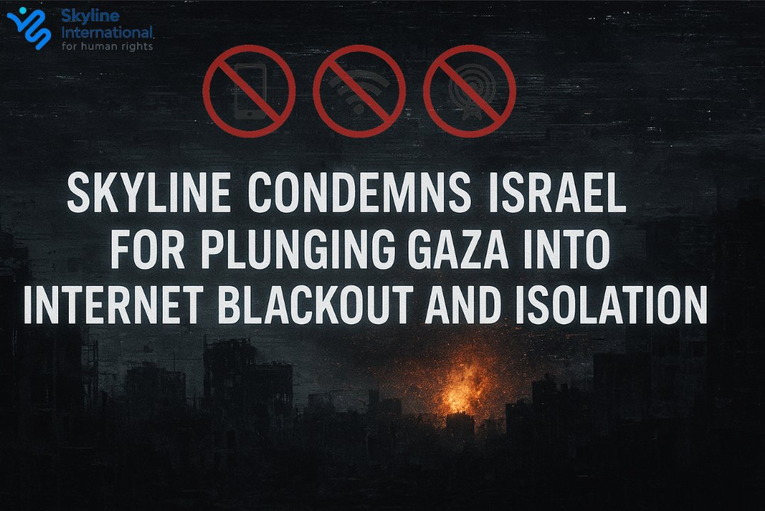 🚨#ALERT: As Israel expands its ground invasion, it has plunged Gaza into a total internet &amp; communication blackout, cutting off 2M+ people.

➡️No Ambulances. 
➡️Aid blocked. 
➡️Hospitals collapsing. 
➡️Atrocities are committed in the dark.

#ReconnectGaza
skylineforhuman.org/en/news/detail…