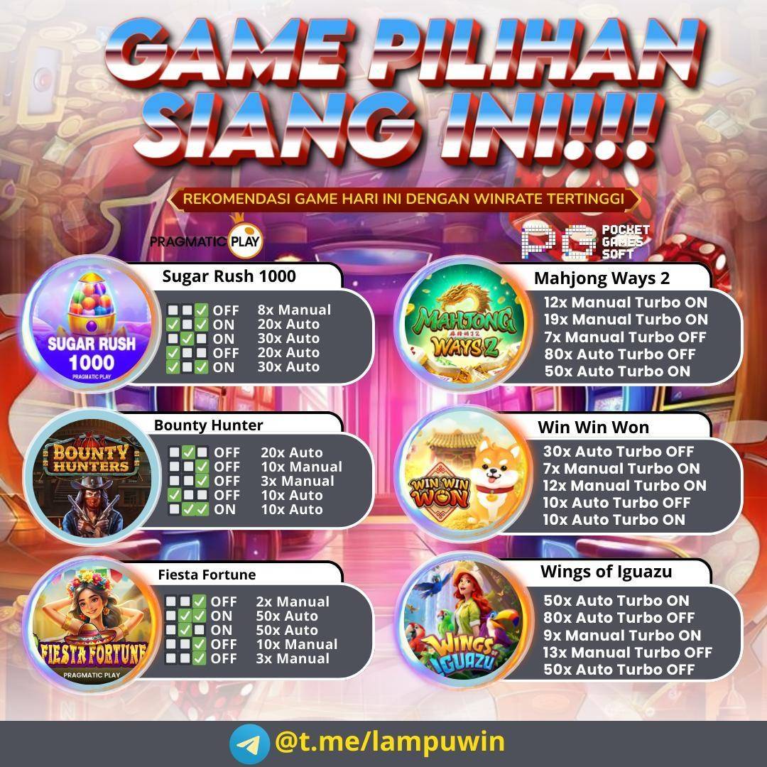 lampuwinofc's tweet image. UPDATE GAME GAC0R PERSENTASE TERTINGGI H4RI INI^^

_*TIPS : MAIN SANTAI LIAT PERPECAHAN/PERPUTARAN, JIKA JELEK JANGAN STUCK DI 1 BET COBA NAIK TURUN BET.*_

LINK ADA DI BIO !!

#mahjongways #mahjongways2 #sugarrush