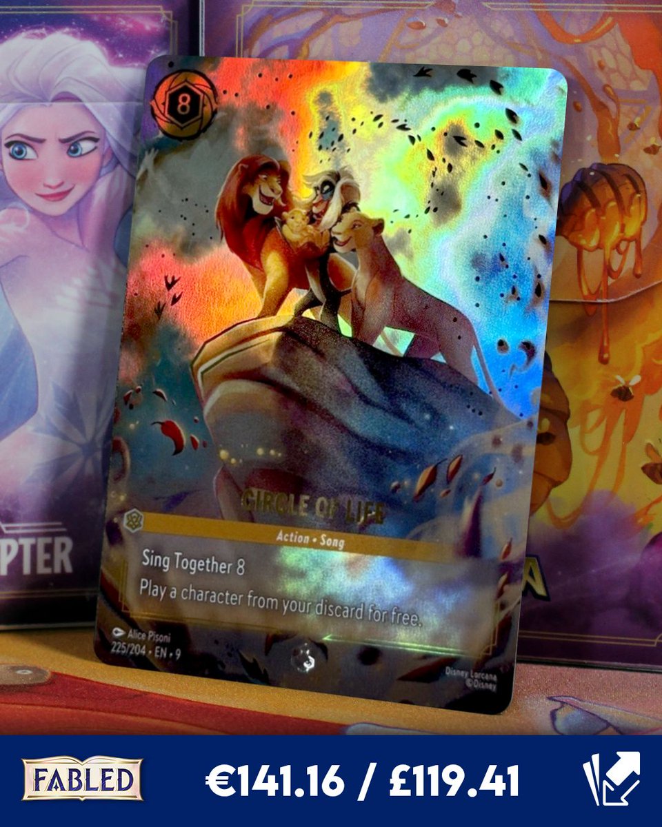 CardmarketDLC's tweet image. 🦁🌿 Circle of Life (Enchanted) from Fabled is absolutely stunning! ✨

💛 Not in the meta (yet), but feels like the perfect future combo piece 👀

#Lorcana #Fabled