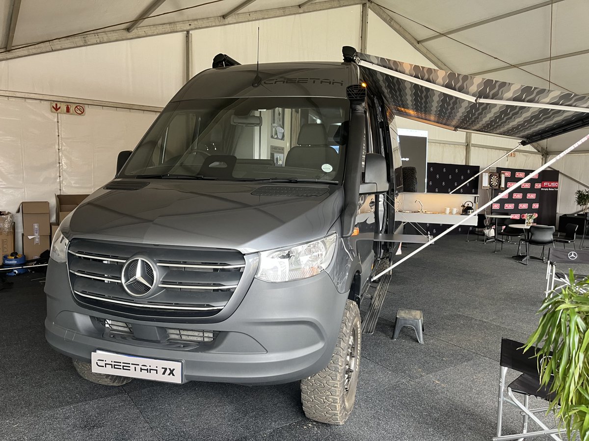 TheLoRanger's tweet photo. I want this Maxmo Cheetah 7X. Based on a Mercedes-Benz Sprinter, this next-gen RV costs way more than my house at R3.2 million, but I'll take it. @AutoTraderSA #NampoKaap https://t.co/3jGKc6xeJN