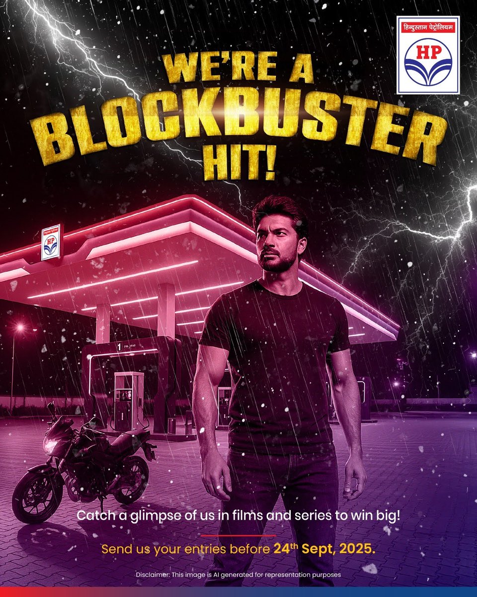 HPCL's tweet photo. HPCL makes surprise appearances in films and OTT shows.
Spot us, DM us, and get rewarded with cool HPCL goodies.
How to enter #HPCLOnScreen contest:
1.) Find HPCL on screen.
2.) DM us or comment with the clip on X.
3.) You'll be entered into our lucky draw!
Participate before 24th Sept 2025!