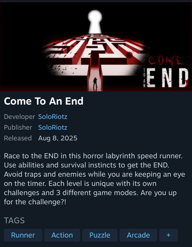 ComeToAnEndGame's tweet image. Come To An End Halloween Update Coming 🔜 (Dark Deception+The Maze Runner) #indiedev #gamedesign #indiegames #indiegamedev #gamedevelopment #gaming #game #dev #gamedesign #indiegamedev #indiegame #game #dev #wishlist #publisher #publishers
#horror #horrorgame #horrorgames #Retro