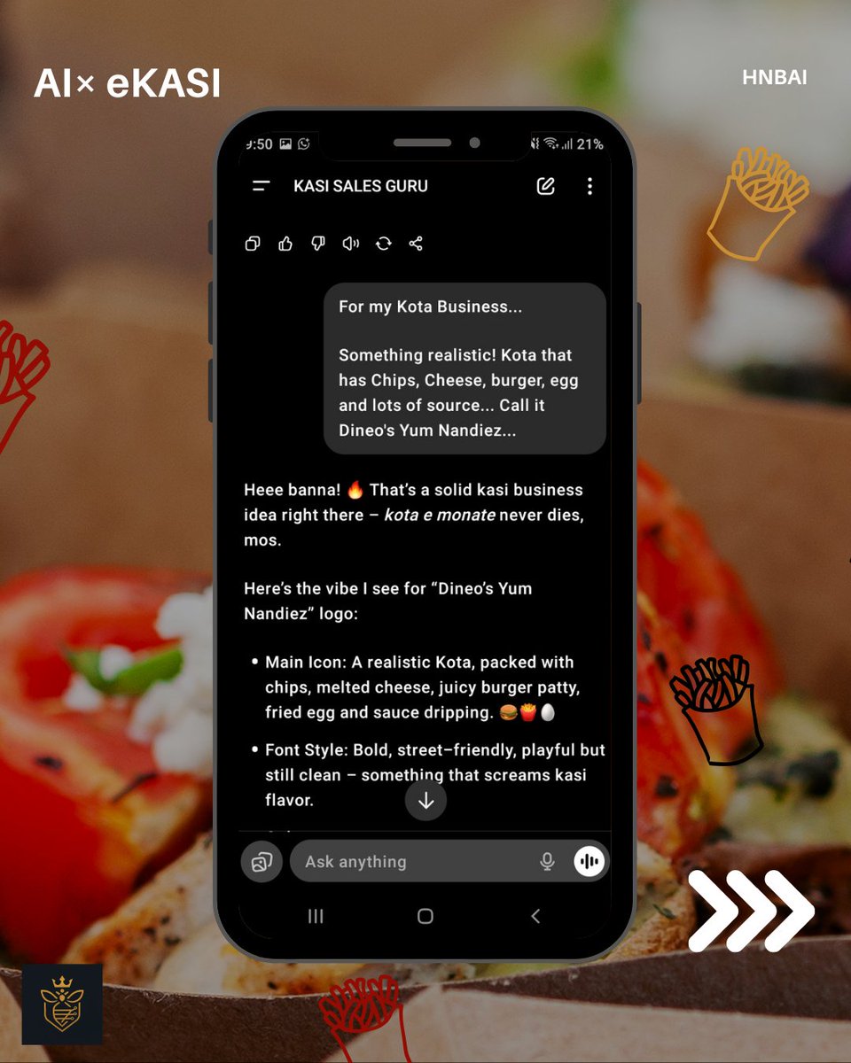 yolanda_dandala's tweet image. Your street-smart AI plug! 🇿🇦
Turning your hustle into a brand, your ideas into designs, and your kasi dream into something the world can see. 

It’s simple, vibey, and relatable for entrepreneurs who just want results without the tech stress! 

#proudlysouthafrican #aiforbusines…