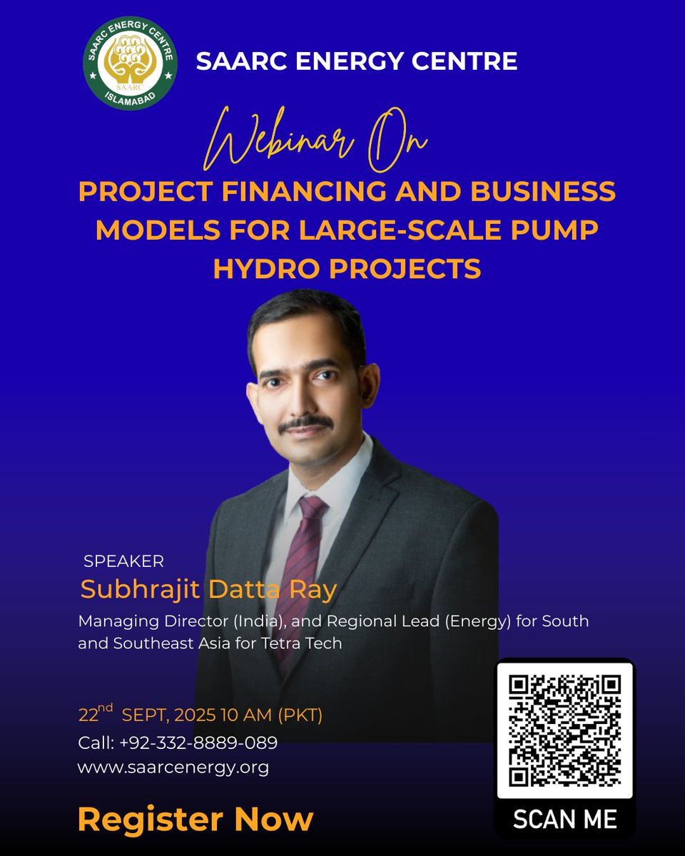 Join our webinar: Project Financing &amp; Business Models for Large-Scale Pump Hydro Projects 
📅 22 Sept 2025 
Register: events.teams.microsoft.com/event/1f3fd34e…