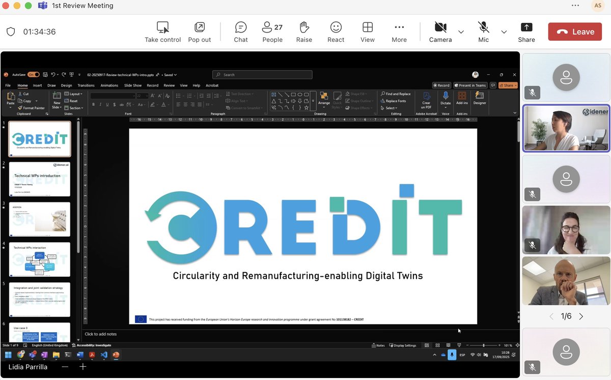 🚀 The CREDIT Project's first review meeting has kicked off!

We are proud to report how the #CREDITProject is promoting widespread implementation of #remanufacturing through an innovative human-centred approach.

#CircularEconomy #HorizonEU