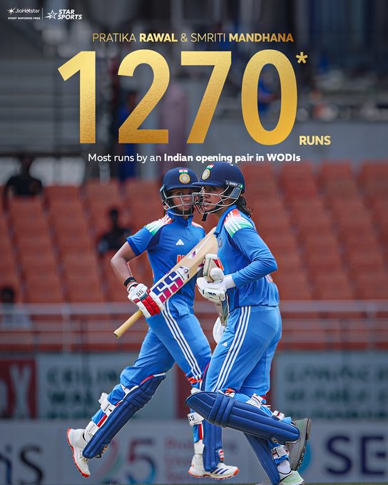 A terrific run for Smriti Mandhana & Pratika Rawal continues ahead of the World Cup! 💙