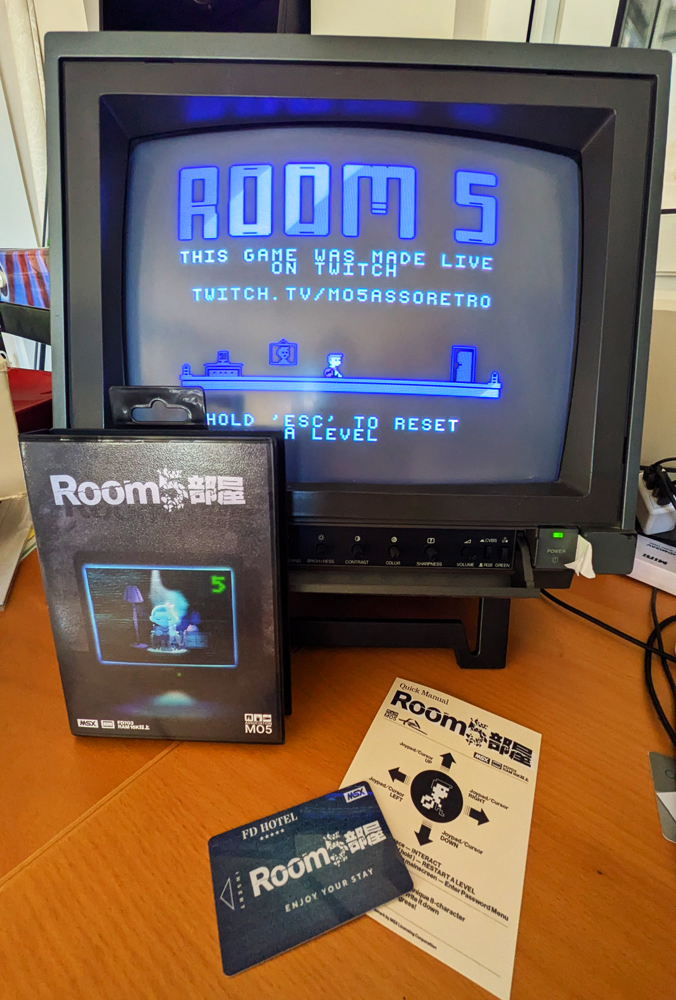ROOM5 got a physical release on GOTO40 as well. A really nice package ( look at that hotel room card! 😍 ).

Played a couple of levels. It starts very easy and gets more difficult further on. Will try and find time to finish this one! #MSX