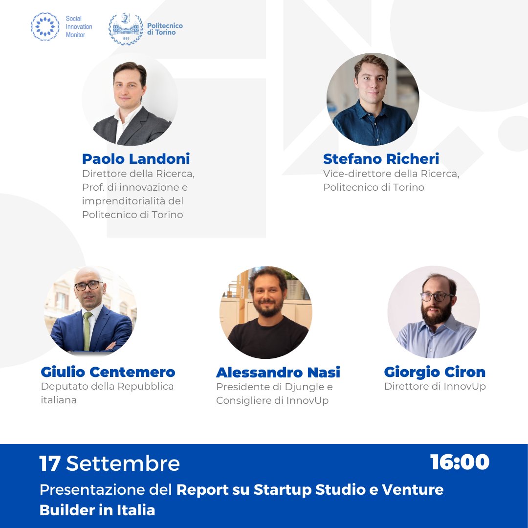 🚀 Oggi il lancio del nuovo Report su startup studio e venture builder in Italia. La ricerca è a cura del team di Social Innovation Monitor (SIM) e dei ricercatori di <a href="/PoliTOnews/">Politecnico di Torino</a> 

👉 Segui la diretta a questo link: webtv.camera.it 

#StartupStudio #Venturebuilder #SIM