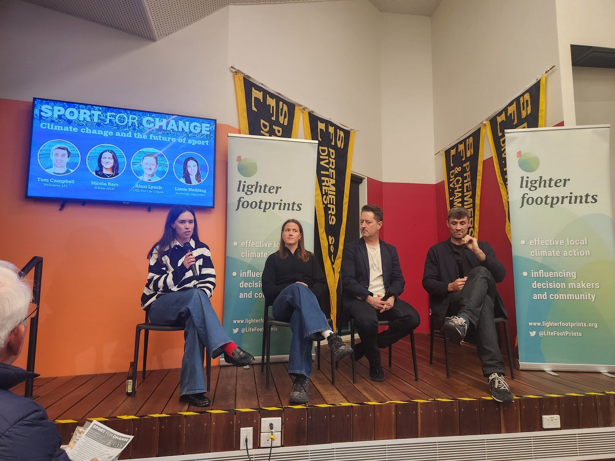 ray_peck's tweet photo. As the Coalition squabbles about net zero, climate aware folk gather in Balwyn to hear from leading sports people how climate change is impacting them and their team mates. @LiteFootPrints https://t.co/vPx5dSnzP0