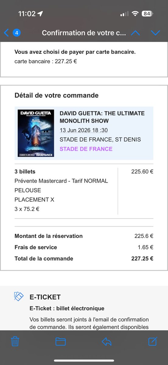 celia_112's tweet photo. Voici la preuve de paiement reçu par mail avec les billets en e-ticket. https://t.co/J2vhpYM9FA