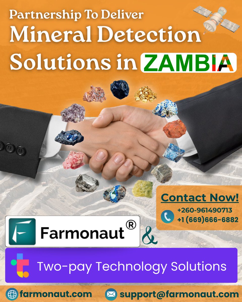We at Farmonaut® are thrilled to join hands with Two-pay Technology Solutions to deliver satellite-powered mineral detection solutions in Zambia – one of Africa’s most resource-rich nations. 🌍✨

This collaboration is set to transform the mining and exploration industry by