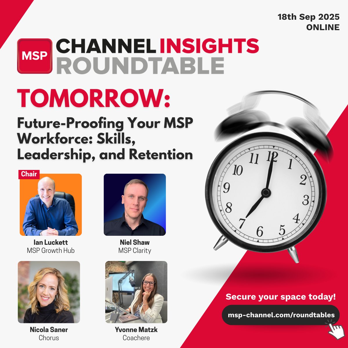 📢 Happening TOMORROW!

Join the MSP Channel Roundtable (18 Sept, 11am, online): 'Future-Proofing Your MSP Workforce'

Hear from expert leaders on skills, retention &amp; leadership. Secure your spot 👉 msp-channel.com/roundtables

#MSP <a href="/Malwarebytes/">Malwarebytes</a> <a href="/ninjaone/">NinjaOne</a>