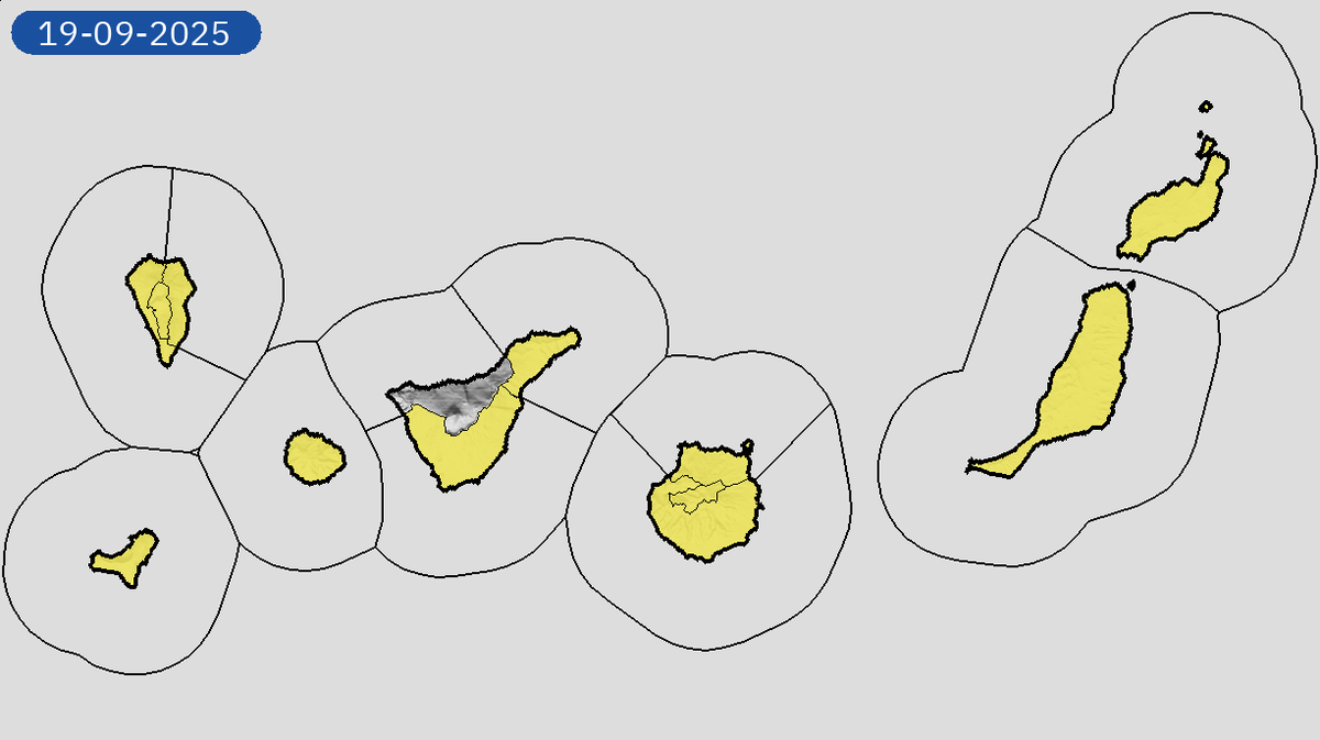 17/09 10:42 Avisos  activos pasado mañana en Canarias por temperaturas máximas y polvo en suspensión. Nivel máximo de aviso: amarillo.
Actualizaciones en aemet.es/es/eltiempo/pr…