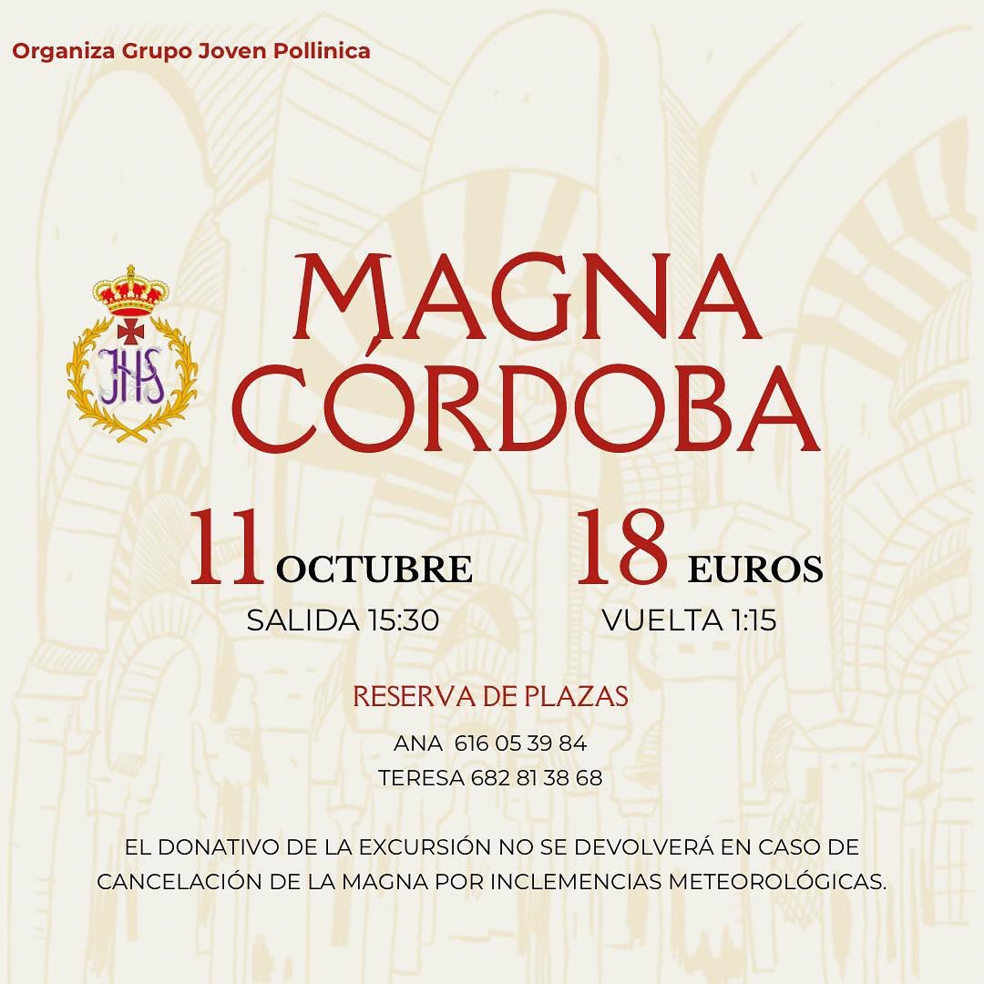 EXCURSIÓN| ¡Pollinica te lleva a la Magna de Córdoba!
Nuestra Cofradía organiza una excursión para el próximo 11 de octubre para disfrutar del Vía Crucis Magno que se celebrará en Córdoba. #CofradíasMLG
