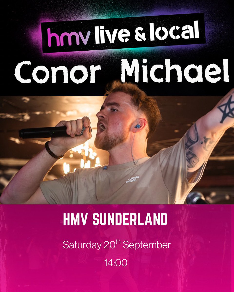 hmvSunderland's tweet photo. This Saturday we have Conor Michael continuing his hmv tour. Stop by 2pm and catch his set #hmv #hmvliveandlocal #hmvforthefans #livemusic #localmusic https://t.co/6VSNuadF7B