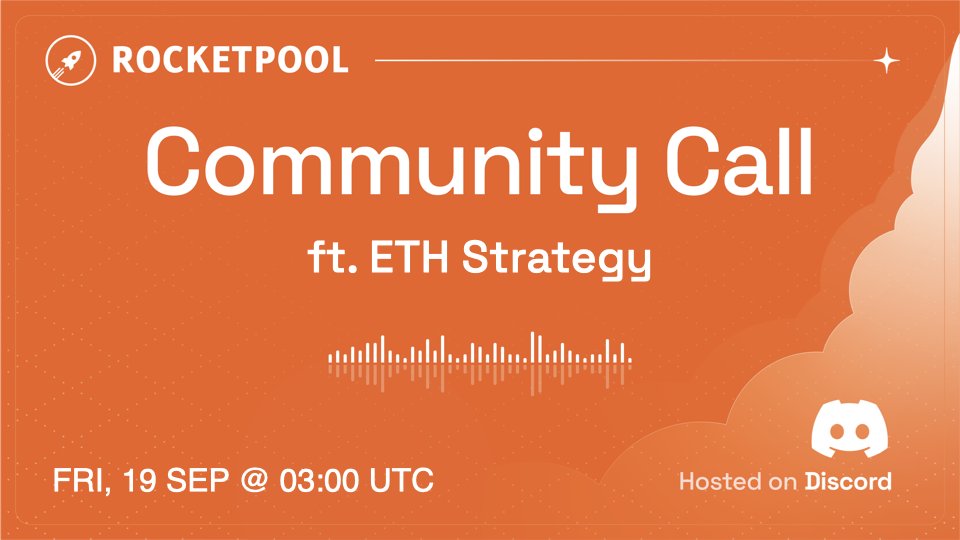 Rocket_Pool's tweet image. Our next community call will be hosted in the Rocket Pool Discord: Fri 19 Sep @ 3am UTC

We&apos;ll chat with @eth_strategy about how their Digital Asset Treasury leverages $rETH

Plus, download the @poapxyz Home App &amp;amp; grab a free POAP when you join the call

Link below 👇