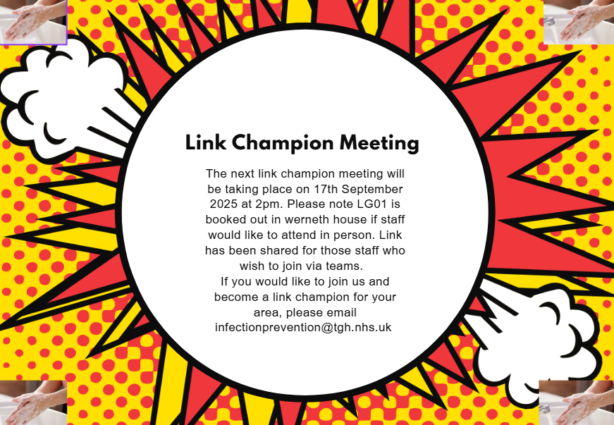 Link champion meeting today, taking place in LG01 for those staff who would like to attend in person.