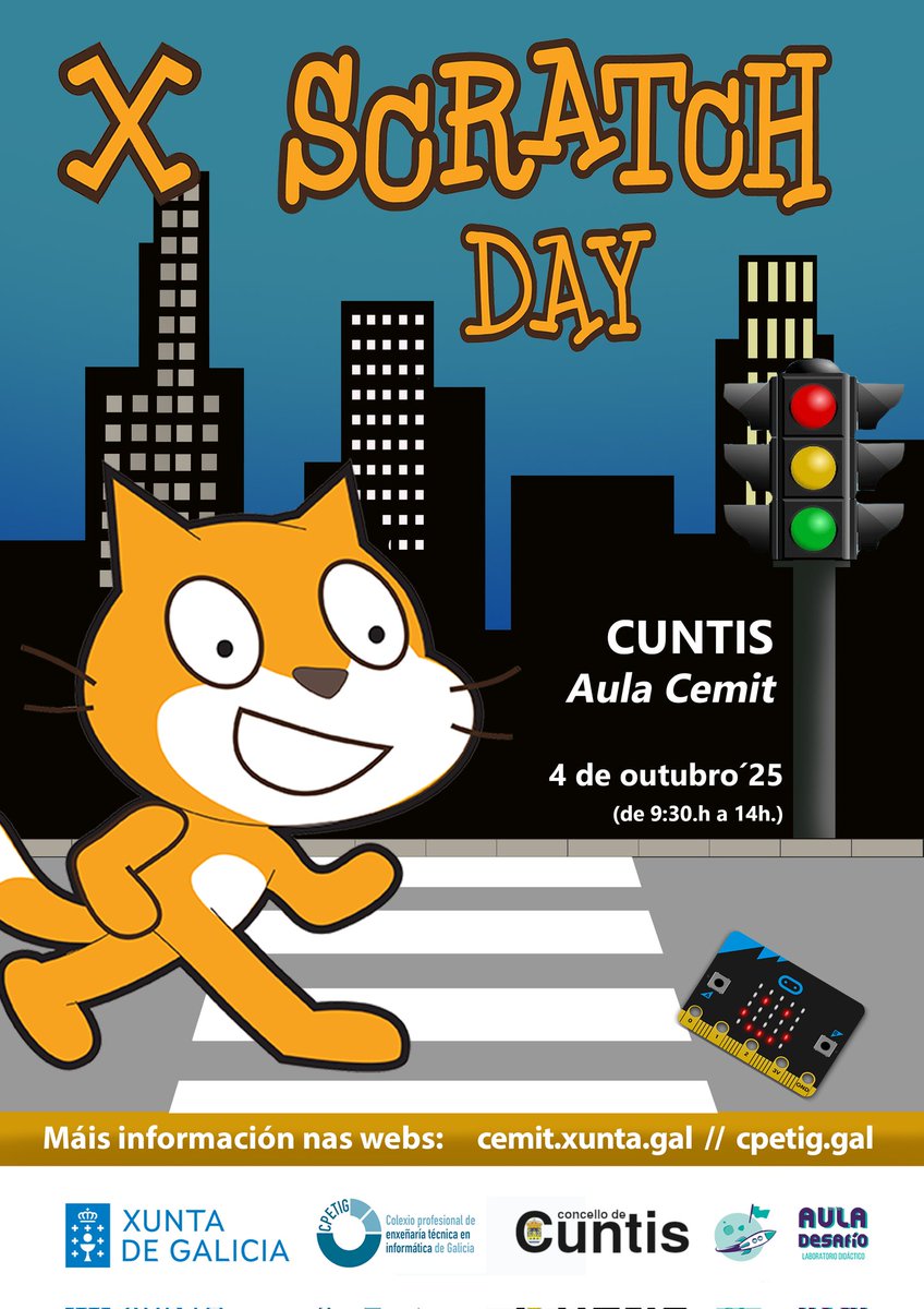 A Aula #CeMIT de #Cuntis <a href="/cvntisconcello/">Concello de Cuntis</a> será unha das 4 Aulas en Galicia onde as nenas e nenos, con acompañamento de persoas adultas, poderán participar e introduciranse nos videoxogos con #Scratch e ao uso de #MicroBit con <a href="/scratch/">Scratch Team</a>   #ScratchDay

amtega.xunta.gal/gl/nova/xunta-…