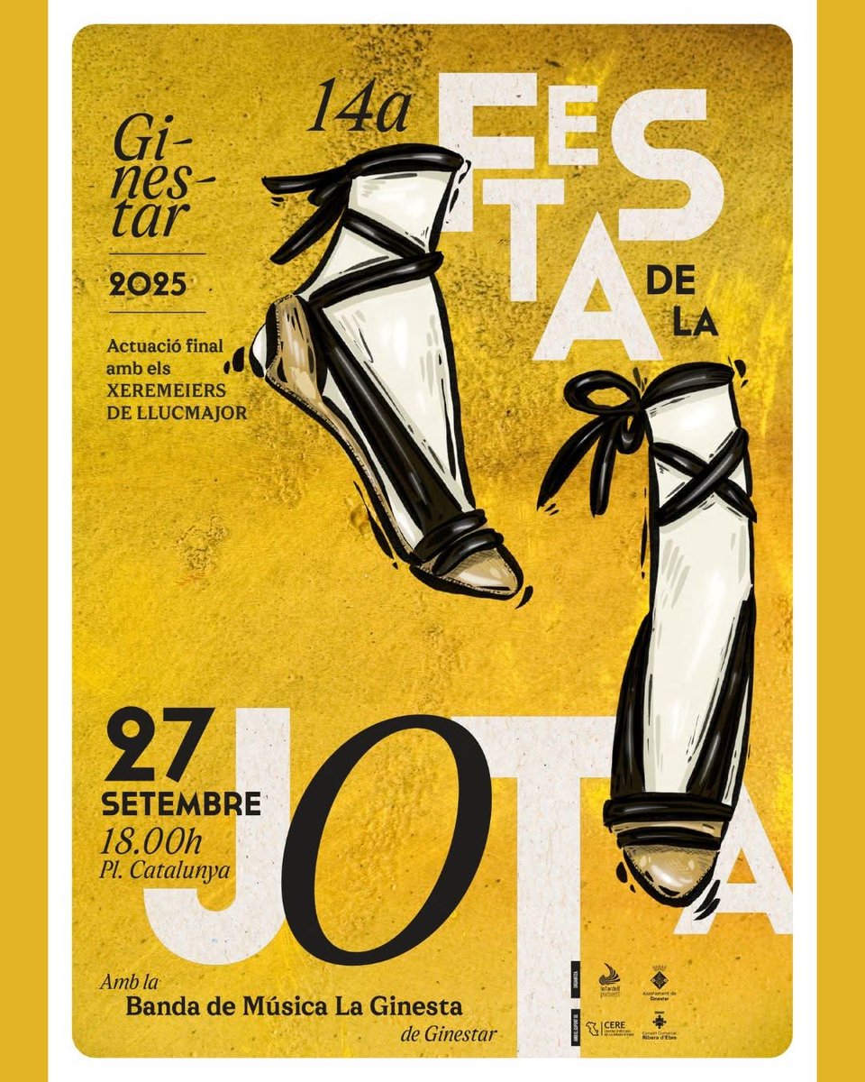 🕺 El proper 27 de setembre, #Ginestar serà l'escenari d'una tarda plena de música, dansa i tradició. Hi participaran el Xemeiers de Llucmajor que portaran el ritme i l'alegria de la jota mallorquina 😍.

Més info 👇

#TerresdelEbre