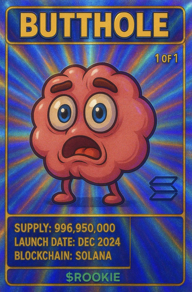 SlantedJudgment's tweet photo. @FiggyBIG @Crypto_Alch Have you seen the $butthole $rookie card ?

If you like $butthole you should really check out the 1 of 1 $ROOKIE NFT TRADING CARD. Designed by @DRZAONECTO the dev of @ROOKIECARDSOL . 

It’s listed below ! Check it out . 

https://t.co/BvHlVhVVS3 https://t.co/0eABvGWiBI