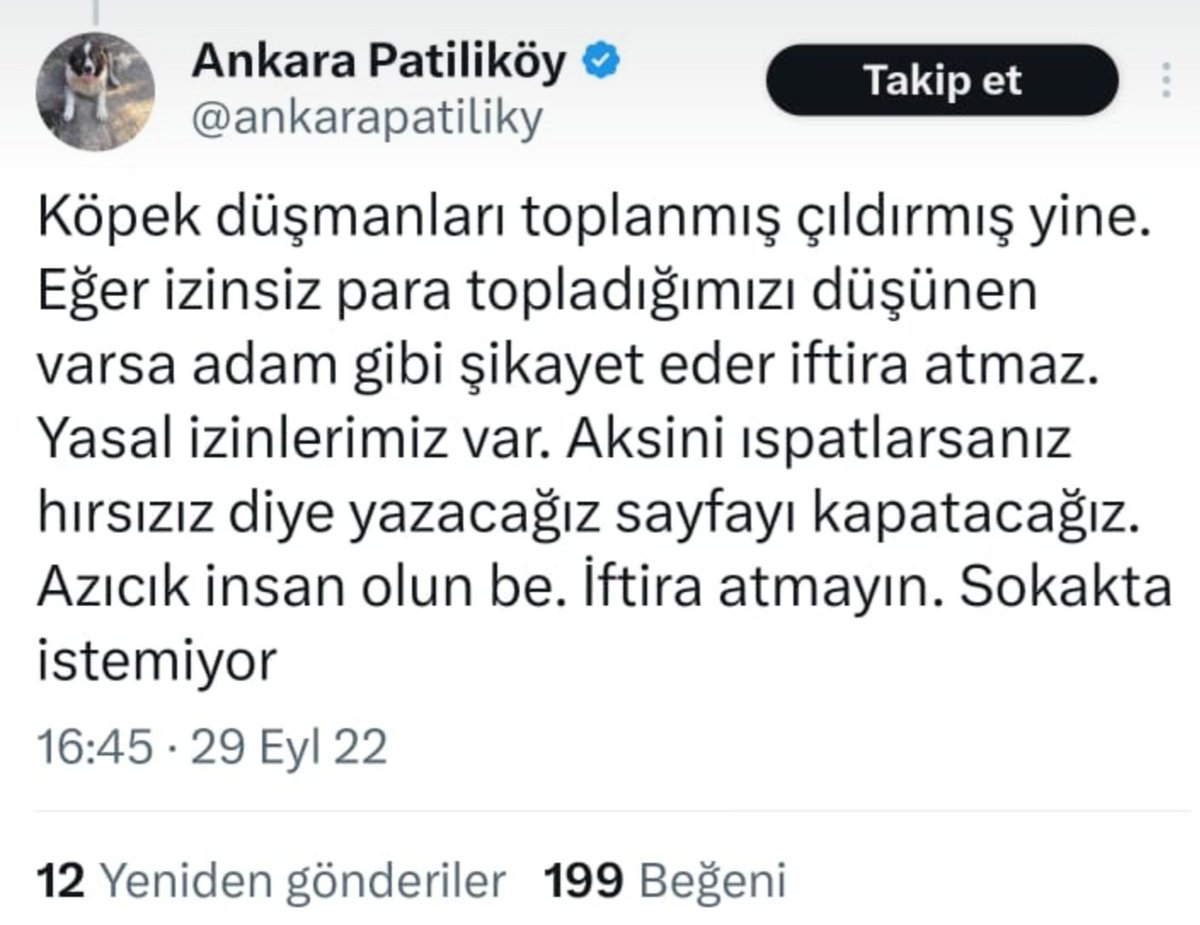 Patiliköy sayfasında ne yazıyorsa tam tersini düşünün.

İzünsiz para toplamıyoruz, yardım toplama iznimiz var, yoksa  sayfayı kapatacağız ,hırsızız diye yazacağız demiş.

Şerefi varsa o izin belgesini koysun, ama izni yok, patiliköyün her konuştuğu şey yalan. Günlerdir yazoyorum