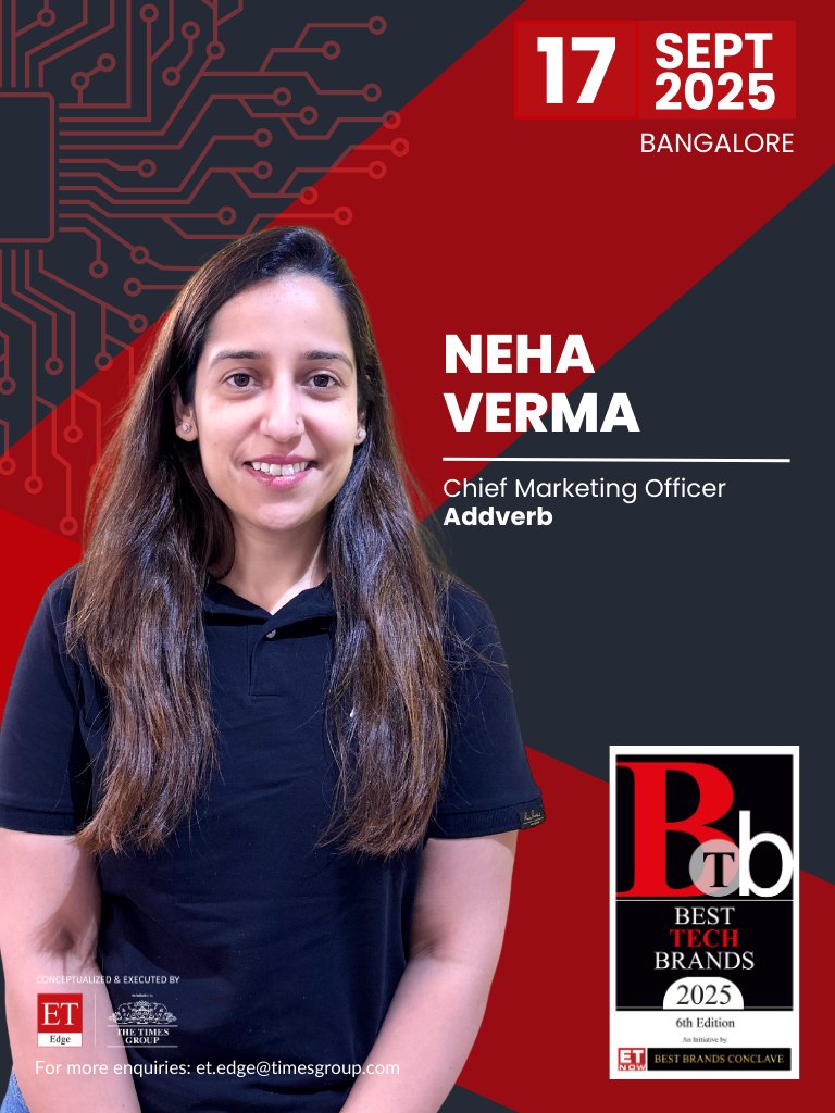 ET_Edge's tweet image. We are proud to welcome Neha Verma, Chief Marketing Officer at @Addverb_Tech, on board for the ET Now Best Tech Brands of 2025.