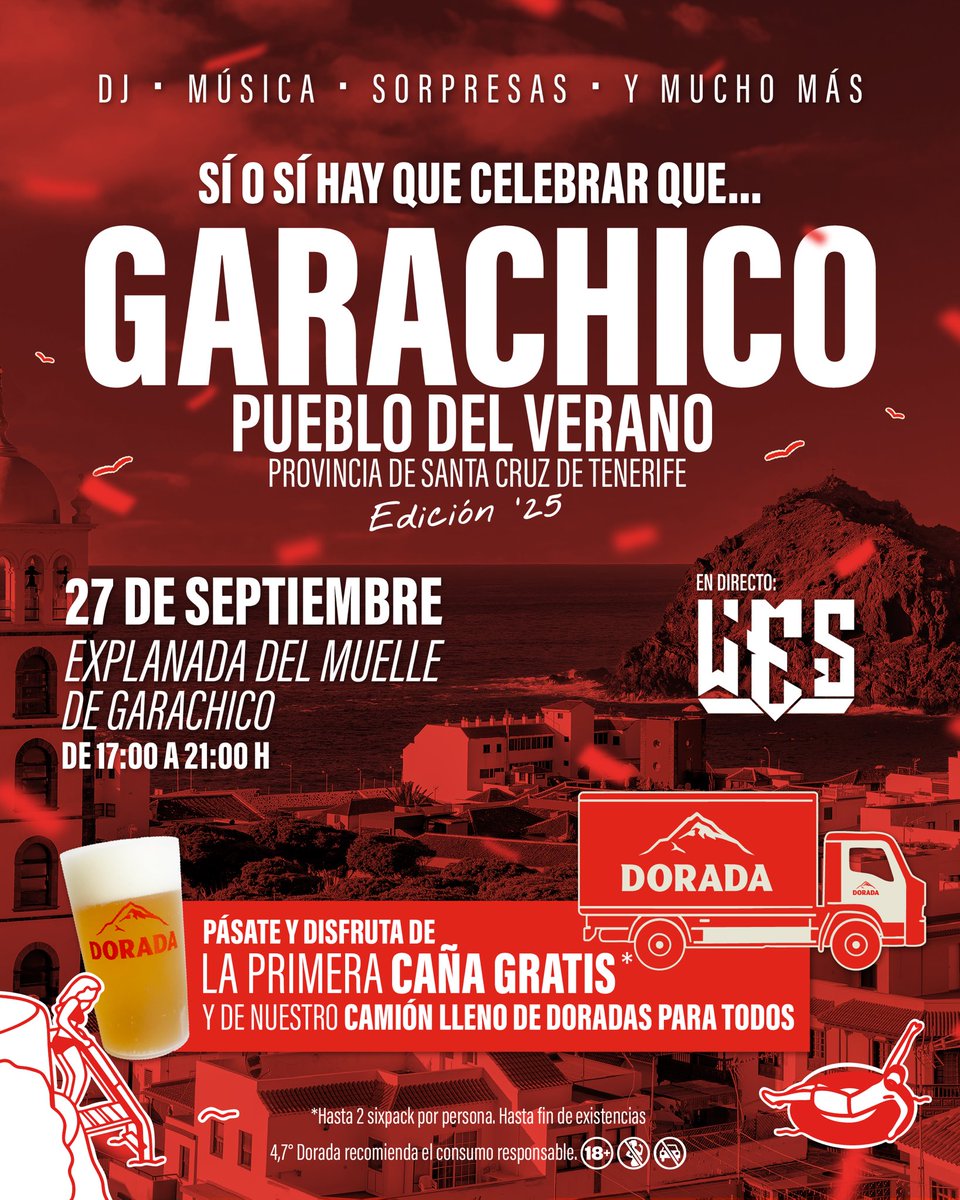 Garachico tu victoria había que celebrarla... ¡Ser el Pueblo del Verano de la Provincia de S/C de Tenerife no se celebra todos los días! 🍺🌴🙌🏼 <a href="/PrensaGarachico/">Ayto Garachico</a> 

Anota, que este sábado 27 a parte de invitarte a la primera caña tendremos...
🎶 A <a href="/wesdj/">Wés</a> poniéndonos los mejores