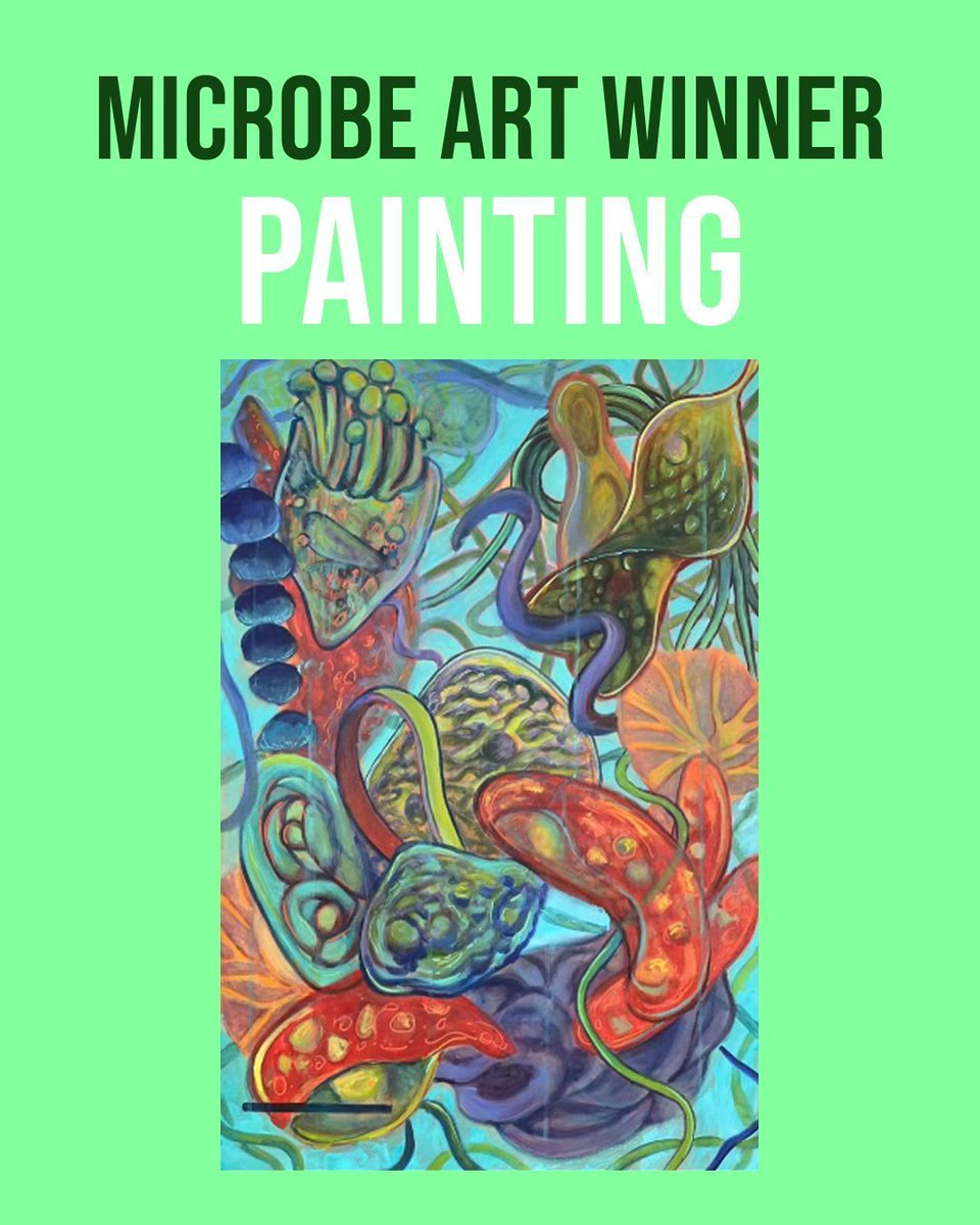 IntMicroDay's tweet image. Congratulations to Malia Miguel, the winner of the #MicrobeArt2025 competition for Best Painting🎨 

Your acrylic piece, &quot;Biomorph I,&quot; beautifully captures the dynamic movement and surreal world of microbes. A truly artistic masterpiece. 

#InternationalMicroorganismDay