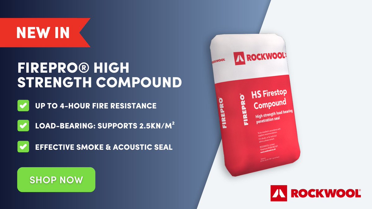 FireSealsDirect's tweet image. 🔥 Now stocking Rockwool FirePro High Strength Compound, a gypsum-based mortar designed to restore fire performance and structural strength at service penetrations in floors and walls.
Shop now: firesealsdirect.co.uk/passive-fire-p…