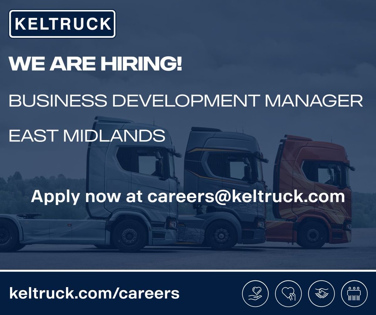 Andrew_Bentley's tweet photo. Keltruck have an incredibly rare and exciting opportunity for the position of Business Development Manager for the East Midlands!
For more information on the role, please visit: https://t.co/OODWag26bD
Send your applications to careers@keltruck.com #WorkWithTheBest https://t.co/AVwL9vSOC8