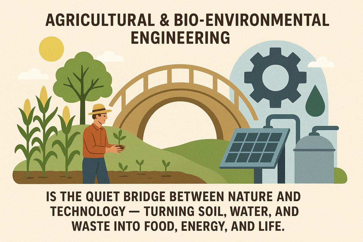 rafiat_rafi's tweet image. Agricultural &amp;amp; Bio-Environmental Engineering is the quiet bridge between nature and technology turning soil, water, and waste into food, energy, and life. #AgriEngineering #SustainableFuture