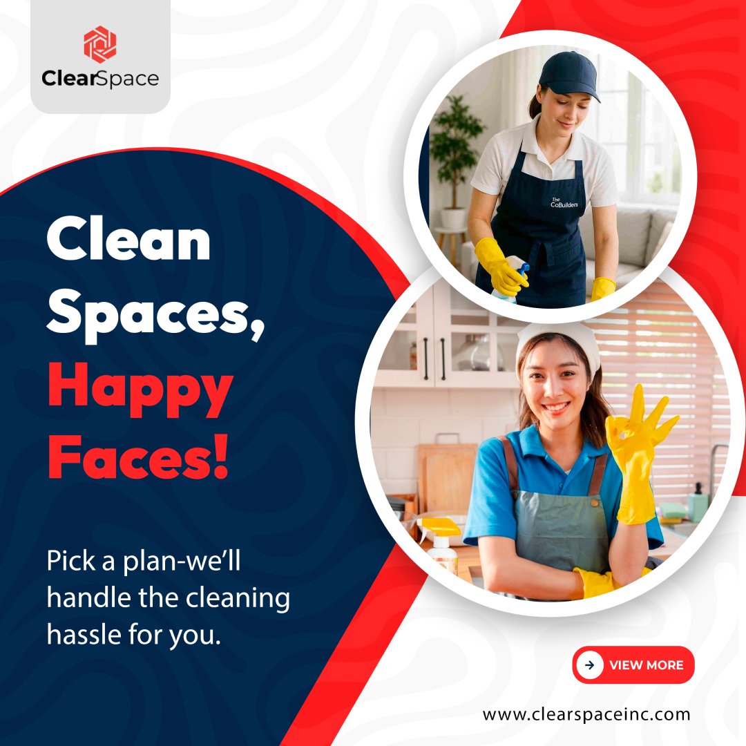 clearspaceinc's tweet photo. ✨ Clean Spaces, Happy Faces! 🧹🏡
✔ Flexible cleaning plans for your needs
✔ Trusted & professional cleaners
👉 Because life’s better in a clean space. 🌍💙
For more information!
Visit us: https://t.co/fNyDhVNSfn
#ClearSpace #CleanSpacesHappyFaces #HomeCleaningMadeEasy https://t.co/yL5Za6nt8j