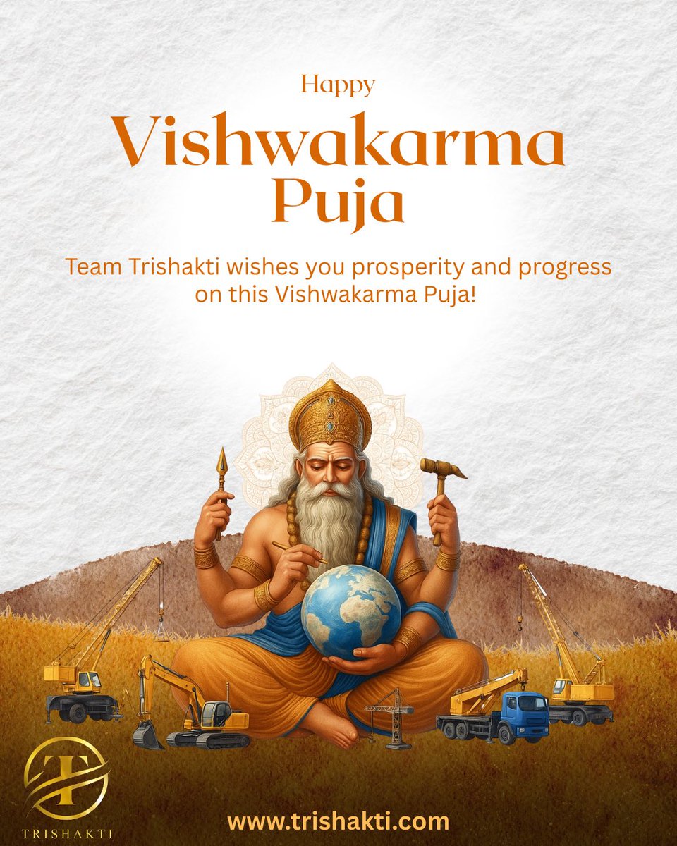 TrishaktiLtd's tweet photo. On this #Vishwakarma Puja, we honor the divine architect and celebrate the spirit of creation, innovation, and hard work.

Team Trishakti Industries wishes you prosperity, progress, and success in every project you build.

#vishwakarmapuja #vishwakarmapuja2025 #VishwakarmaPooja https://t.co/1r4KYAxDx5